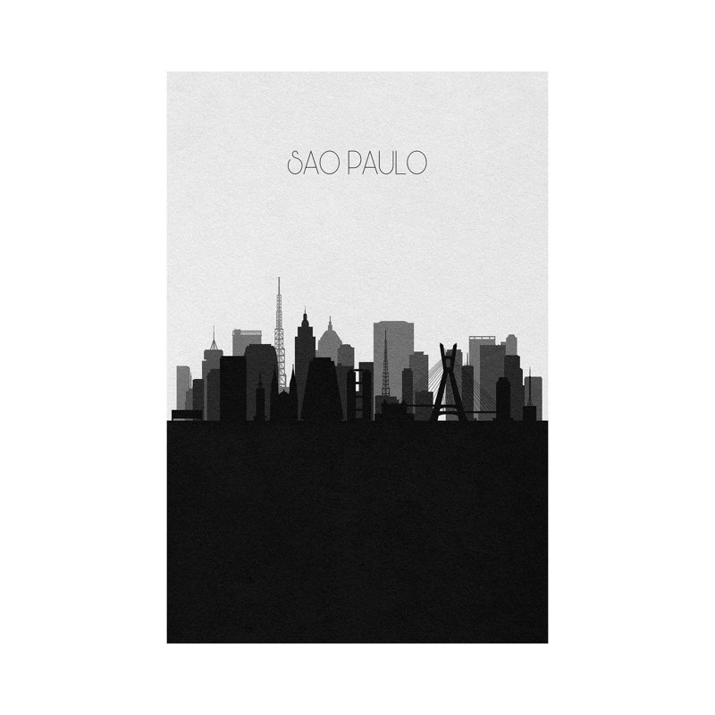 Sao Paulo, Brazil City Skyline by Ayse Deniz Akerman - Wrapped Canvas Gallery-Wrapped Canvas Giclée, 30.48 cm H x 45.72 cm W