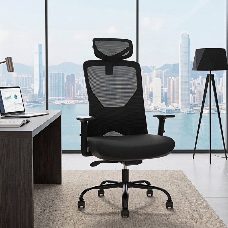 Fauteuil de conférence ergonomique, fauteuil de travail avec dossier et coussin en mousse à mémoire de forme, fauteuil de bureau lombaire réglable