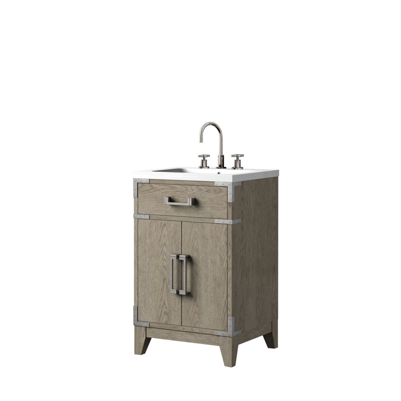Ensemble de meuble-lavabo simple l 20 po x P 18 po, comptoir en acrylique et robinet, Gris