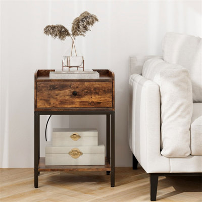 40cm W Metal Bedside Table