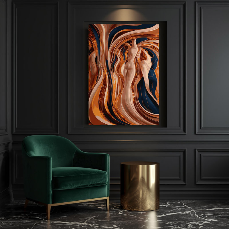 Abstrait, art figuratif brun sur toile 39, H 20 po x l 16 po