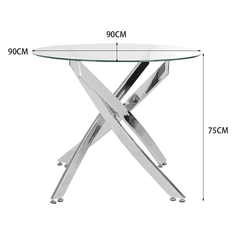 Round Glass Top Metal Base Dining Table