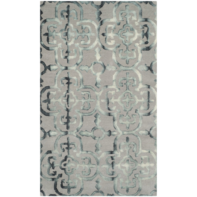 Budde Hand Tufted Wool Geometric Rug, Rectangle 3' x 5'