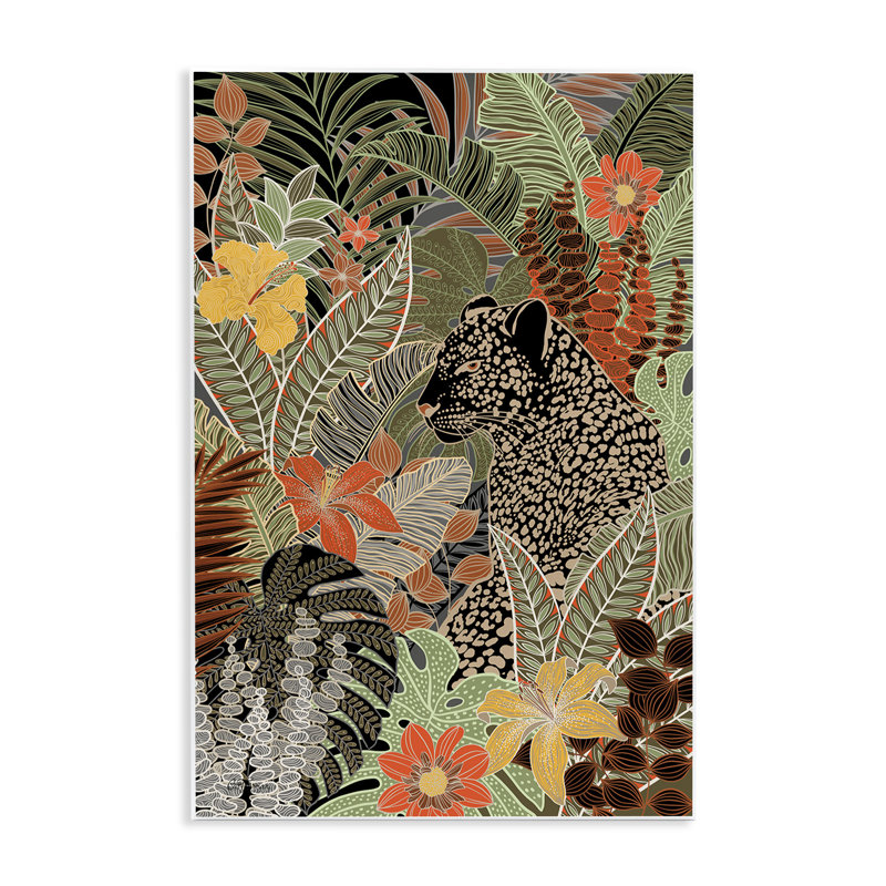 Leopard in Jungle Pattern Wall Plaque Art by Cat Thurman Designs, 19" H x 13" W x 0.5" D