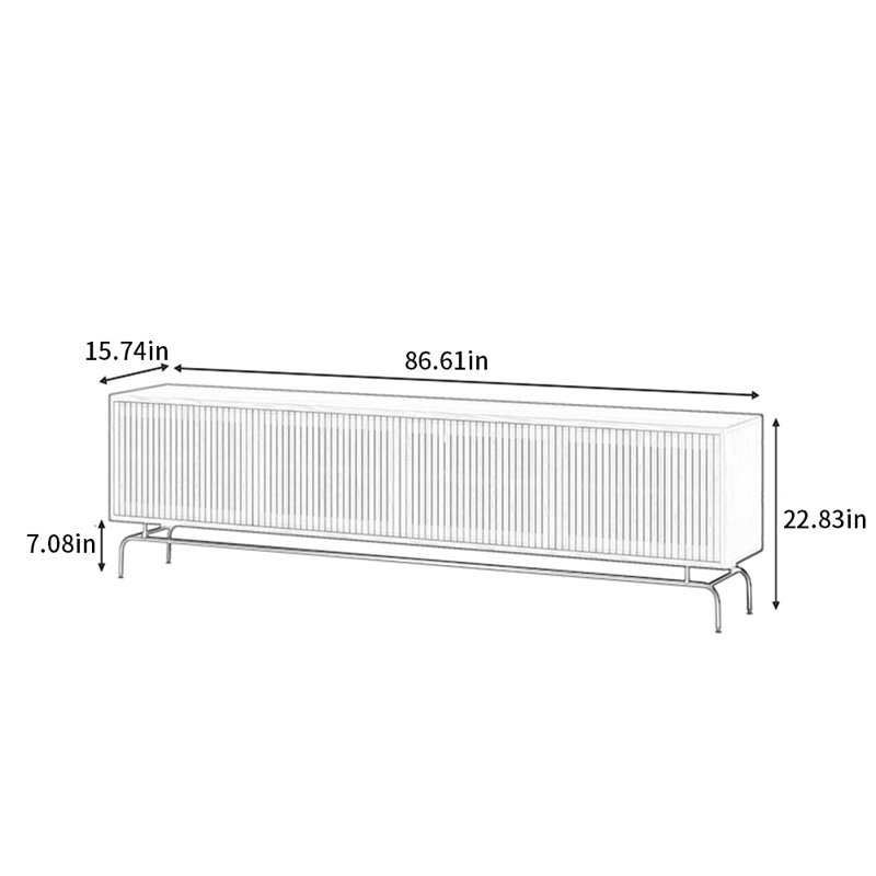 Meuble télé en bois massif Grille, 86.61"