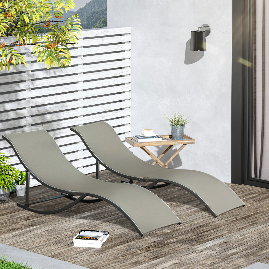 Angarano Sonnenliege Gartenliegen Stoffliege Relaxliege ergonomisch Aluminium Hellgrau 165 x 61 x 63 cm