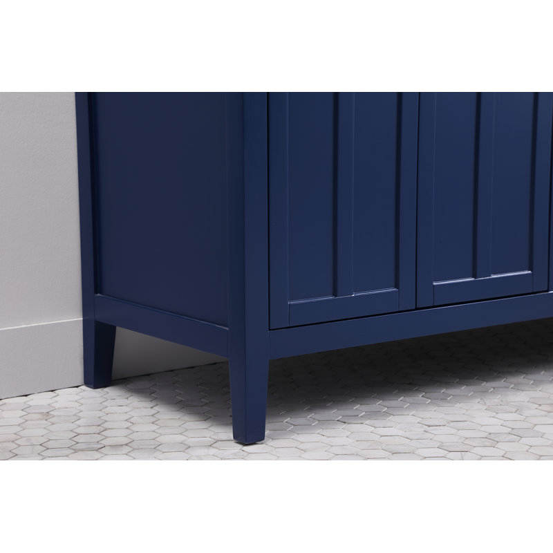 Blue Double Freestanding Bathroom Vanity with Marble Top