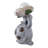 Afsheen Garden Statuary Magnesia Turtle Design With Flower Cap And Crackled Glass Globe Light For Home Garden Use - 15" Gray