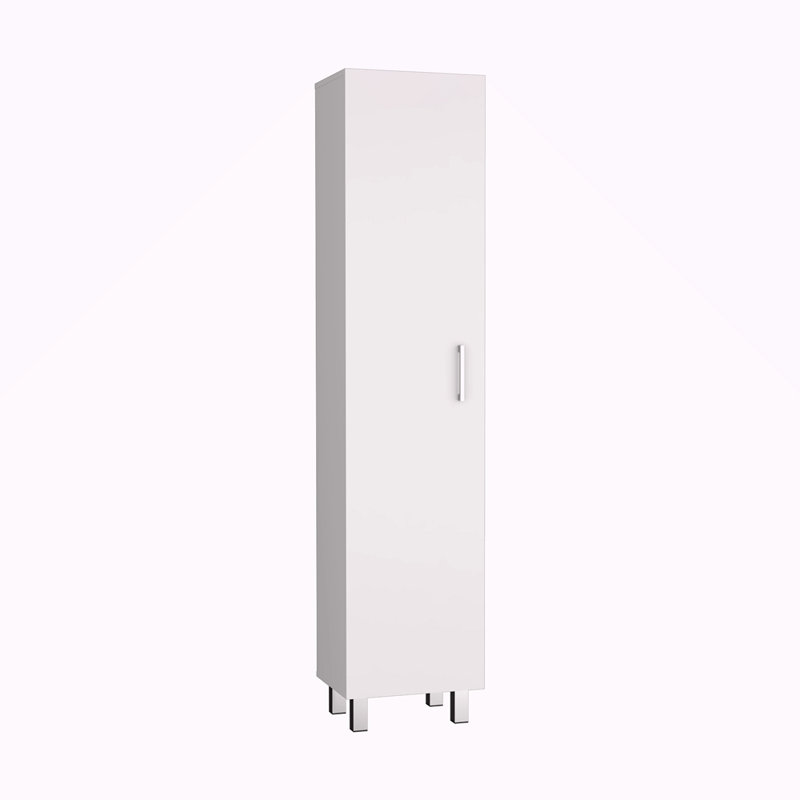 Armoire de rangement H 71 po, quatre tablettes internes, trois crochets à balais, H 71 po x l 12,4 po x P 15,8 po, Blanc