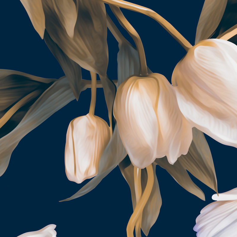 Papier peint amovible tulipes bleu marine Fiasco