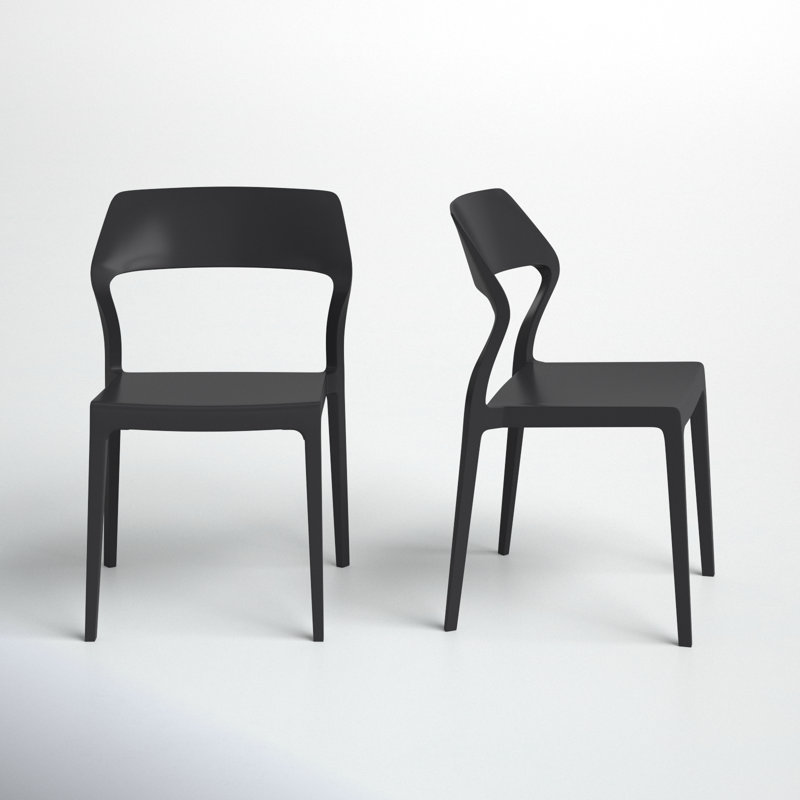Farrah Stacking Patio Dining Side Chair, Black