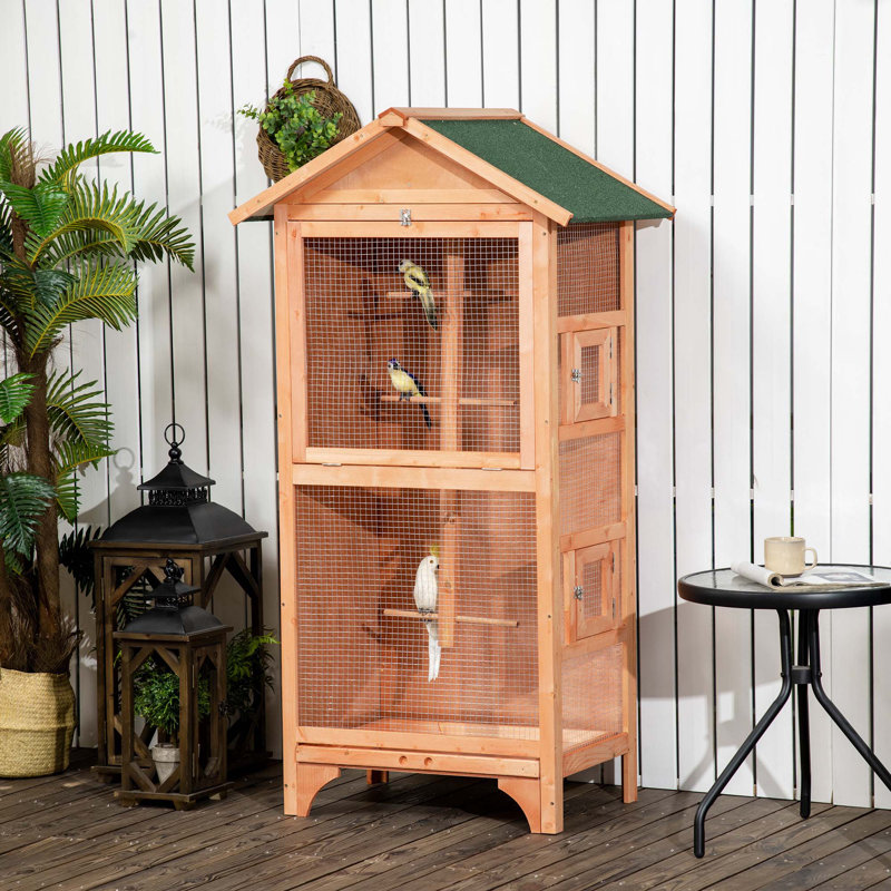 Cage à oiseaux d'extérieur en bois avec résistance aux intempéries et conception conviviale