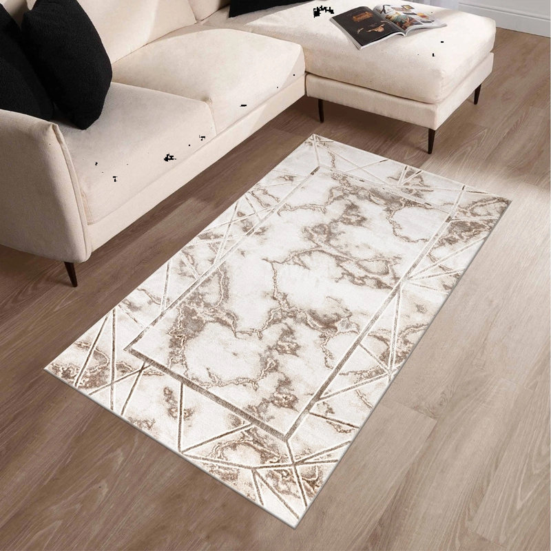 Abstract Flokati, Beige, Rectangle 80 cm x 150 cm
