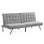 Lit futon de couleur grise, structure en bois et pieds en acier inoxydable, canapé Choice en gris et chic polyvalent