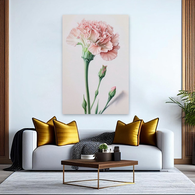 Œillets rose poudré - Art floral, H 60 po x l 40 po