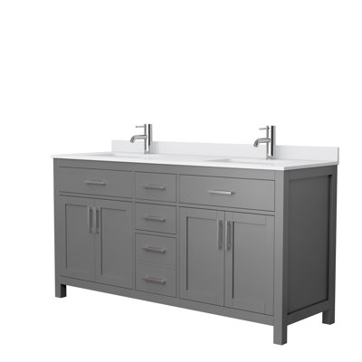 Beckett 66" Freestanding Double Bathroom Vanity with Cultured Marble Top