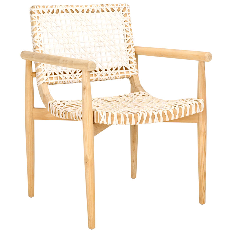 Joshelin Leather Armchair, White Genuine Leather, Natural