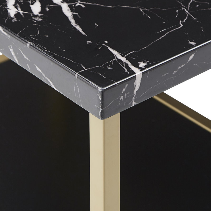 Merrionette 2 - Person Faux Marble Top Dining Set, Gold