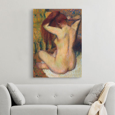 Woman Combing Her Hair by Edgar Degas - Wrapped Canvas Art Prints