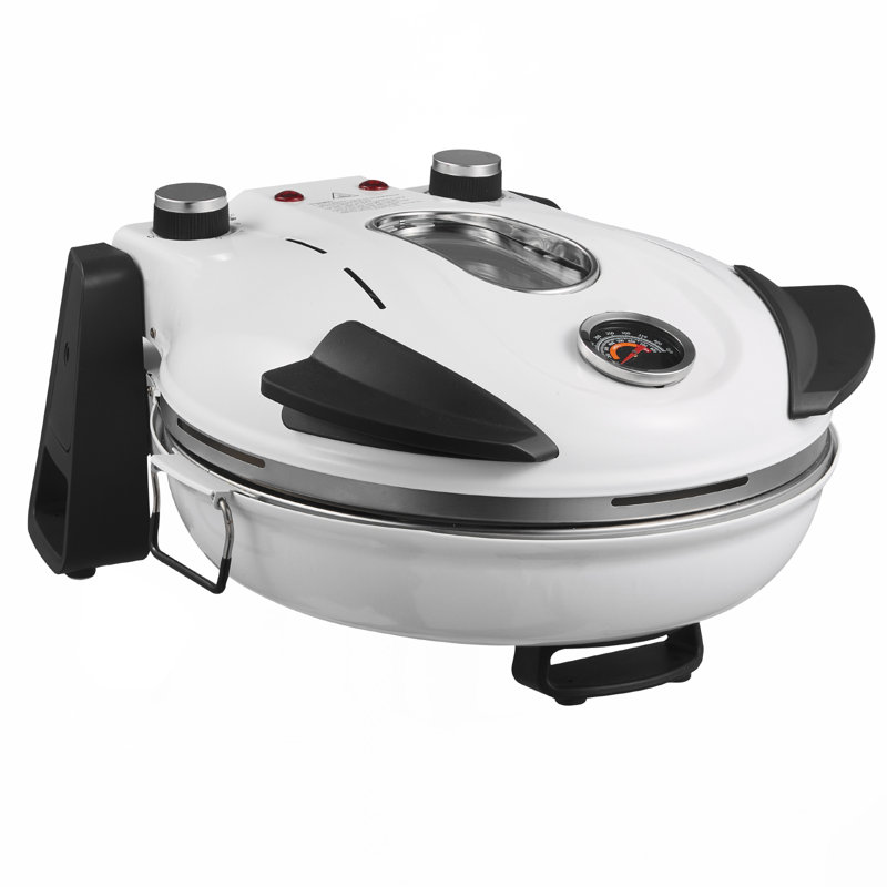 Pizza Oven, 12 in Electric Pizza Maker, 1200W Electric Pizzas Cooker with Cordierite Stone, 5-Mode Temperature Control, Viewing Window for Precise Cooking, Heats up to 788 ˚F, for Home (White)