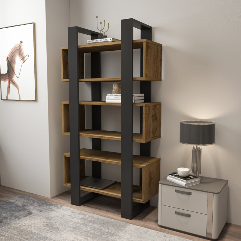 Suaad Bookcase, Walnut/Black