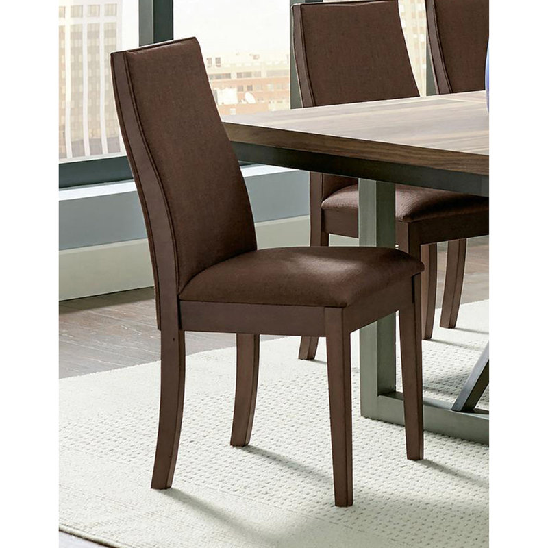 Chaises de salle à manger rembourrées en tissu chocolat riche - de 2 pour l'espace ton foncé