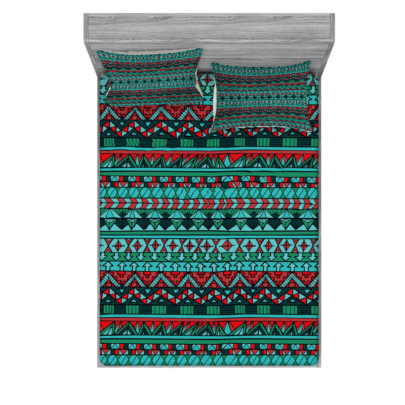Ensemble de draps Ikat, Ensemble de drap pour grand lit avec drap-housse