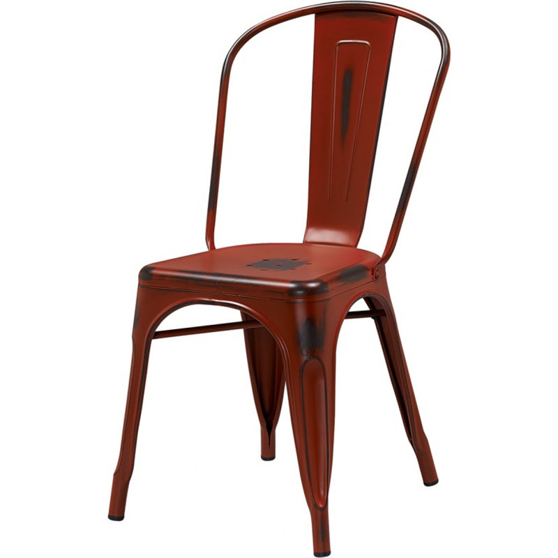 Chaise de salle à manger vieillie Grose, Rouge