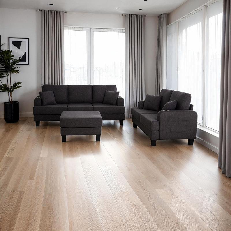 Pieds carrés en bois avec repose-pieds, Gris foncé