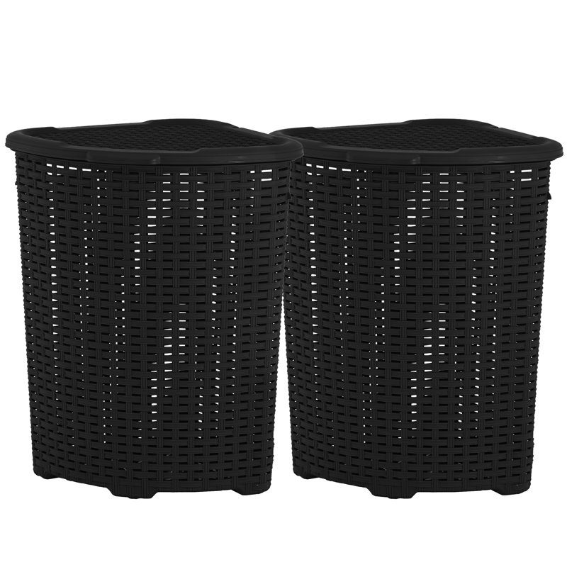 Panier à linge en osier, Noir, H 22 po x l 19 po x P 15 po