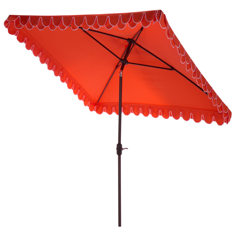 Outdoor Sasha Crank Umbrella, Orange/White