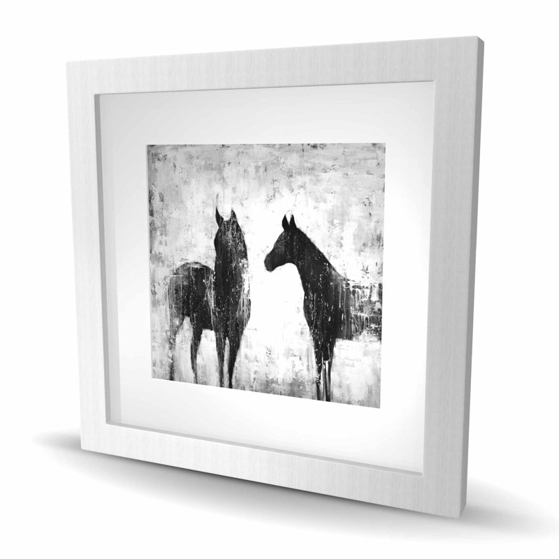 Motif de chevaux noir et blanc, Argent argent