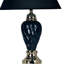 Lampe de table en céramique de 22 po de haut, en forme d'urne avec finition noire, abat-jour en lin
