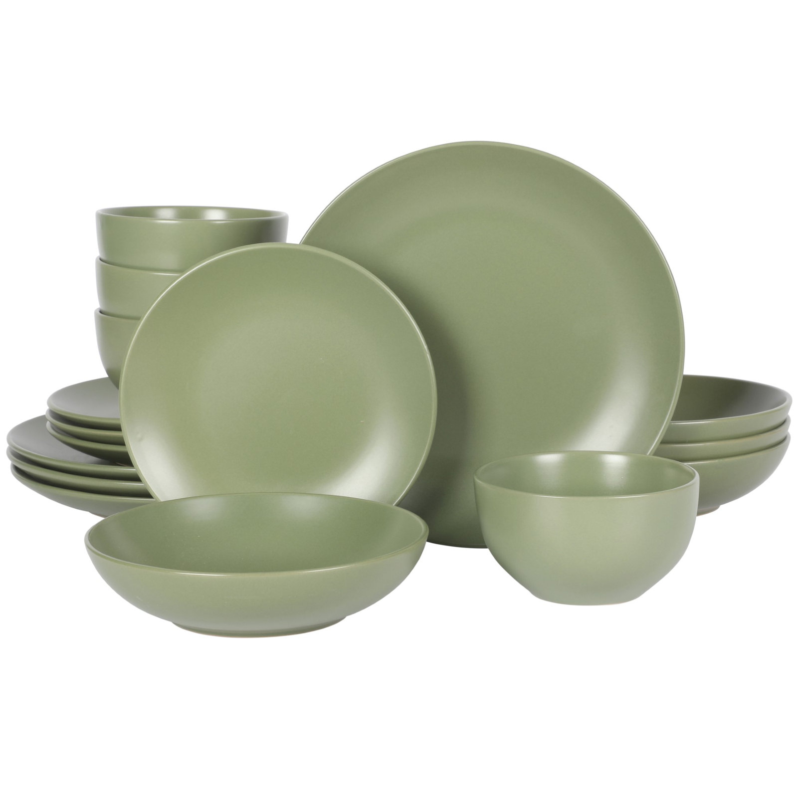 Queenslane Stoneware Dinnerware Set, Green