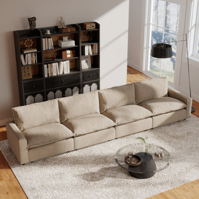 Moncada 4-Piece Upholstered Modular Linen Fabric Sofa For Small Spaces