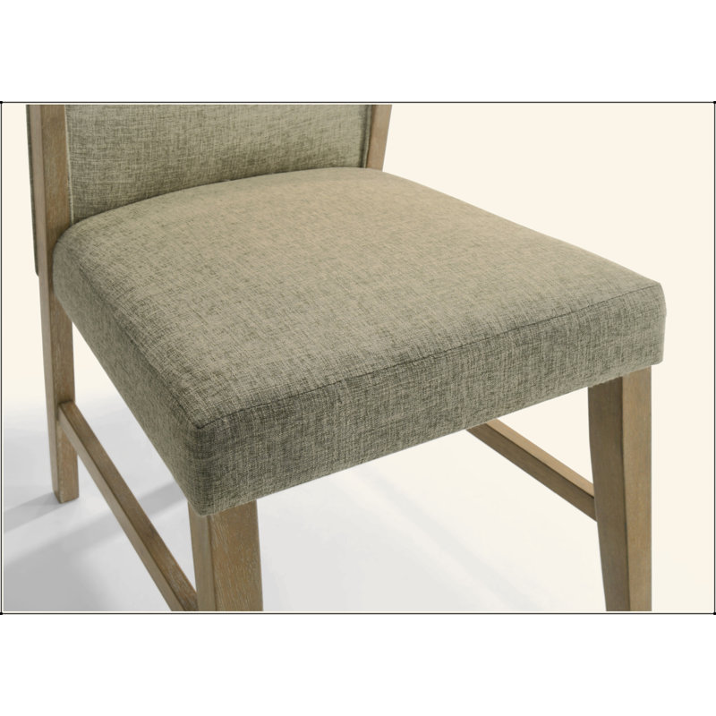 Ensemble de 2 chaises de salle à manger en lin beige avec pieds en chêne rustique