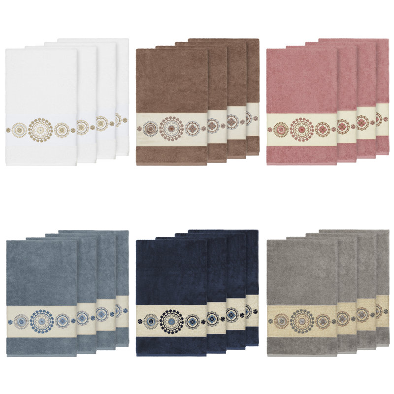 Ensemble de serviettes de bain en coton turc 4 pièces Isabelle, Thé rose