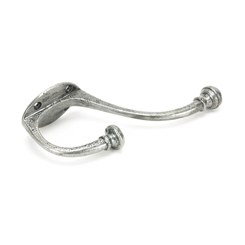 Hat Coat Hook Steel Wall Hook, Pewter Patina, 19.7cm H x 5.2cm W x 10.8cm D