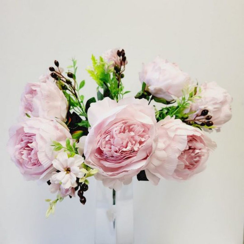 Fabric Peony Arrangement, Pink