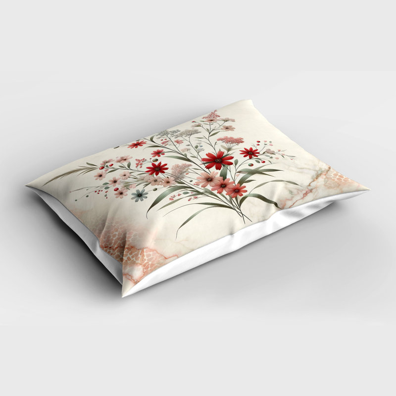 Taie décorative florale en microfibre, Grand lit