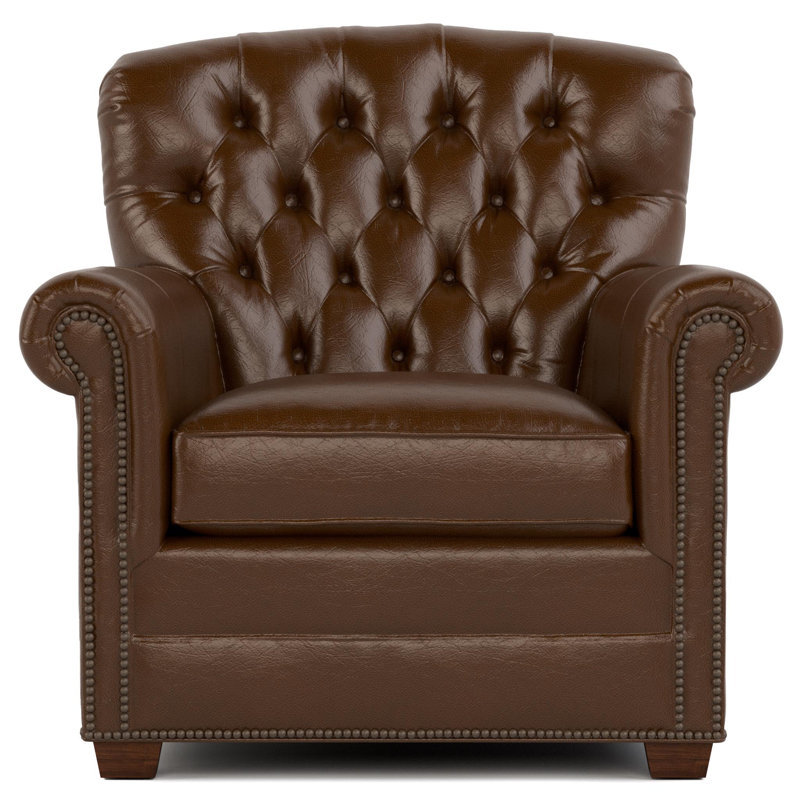 Chaise capitonnée Wharton, Cuir véritable brun Durango