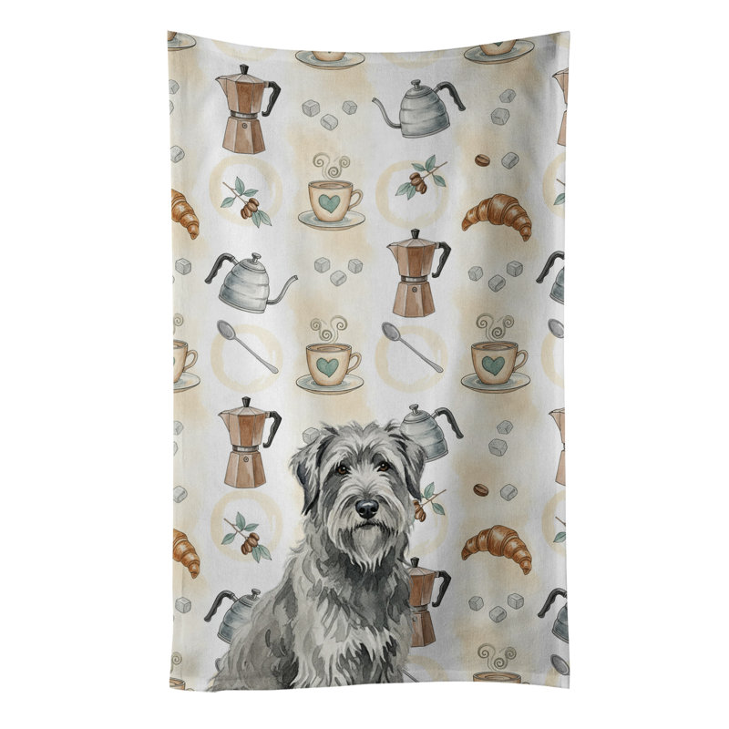 Gray Briard Coffee Bar Kitchen Towel, Gray Briard