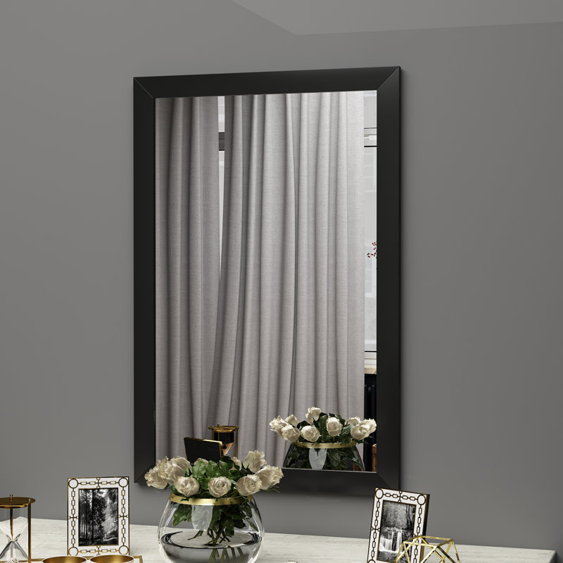 Elease Flat Wall Mirror, Black