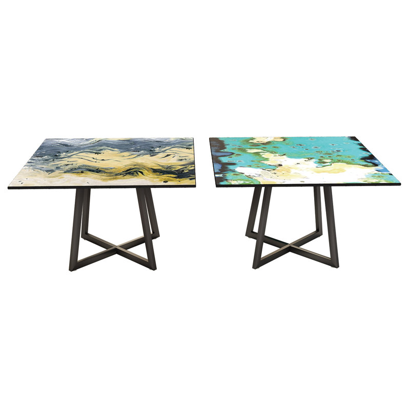 Etna Outdoor Square Dining Table, Yellow/Black