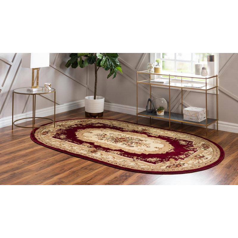 Oriental Area Rug, Oval 91 x 152cm