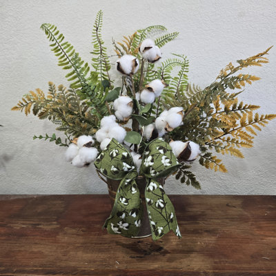 Cotton And Fall Fern Arrangement