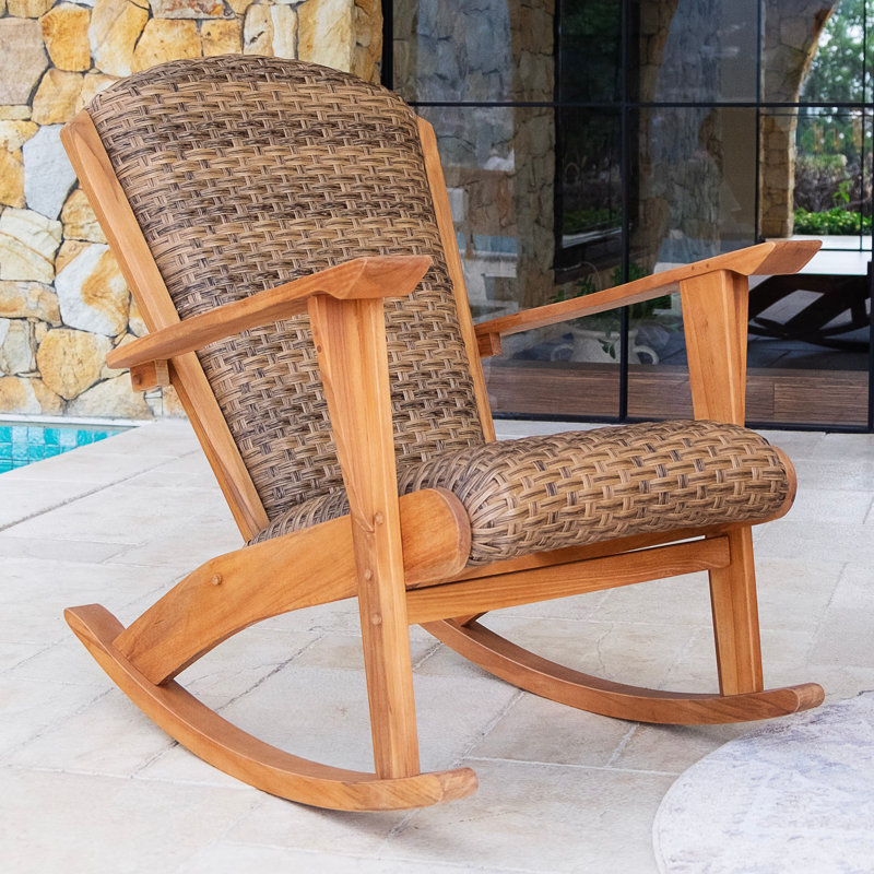Chaise berçante d'extérieur en teck indonésien Deaires