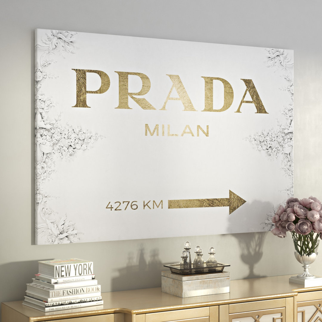 " Fashion And Glam Milan Sign Contemporary Gold Road Signs " House of Hampton® 