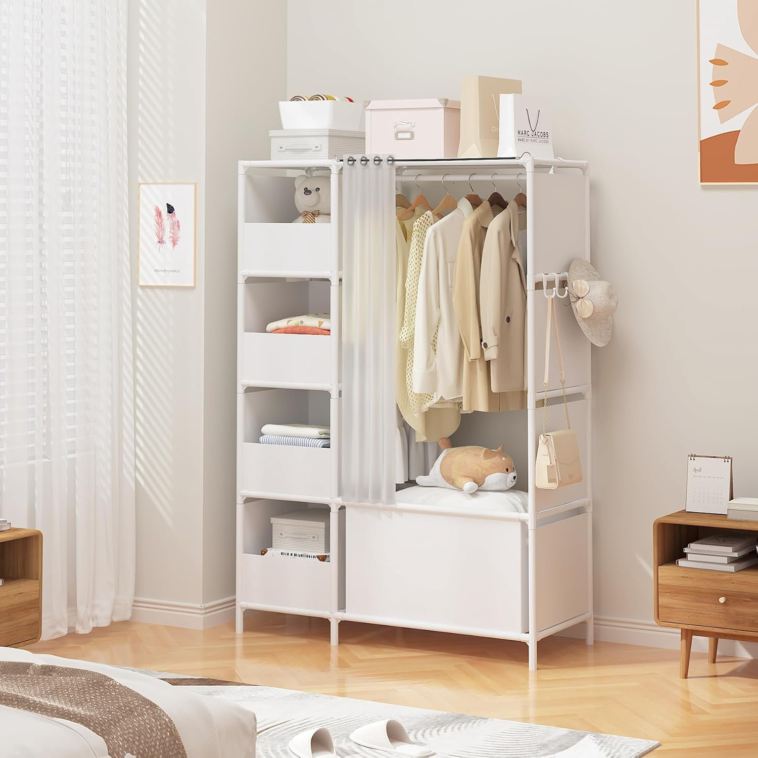 Ebern Designs Portable Closet Free Standing Wardrobe Closet With ...