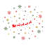 Santa's Sleigh and Colorful Snowflakes Christmas Wall Sticker
